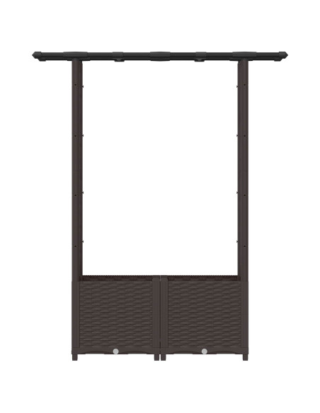 Letto Rialzato con Griglia e Tetto Marrone 124,5 x 40 x 138 cm