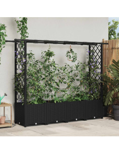 Letto Rialzato con Griglia e Tetto Nero 203 x 40 x 138 cm PP