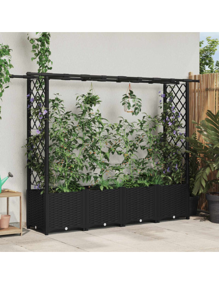 Letto Rialzato con Griglia e Tetto Nero 203 x 40 x 138 cm PP