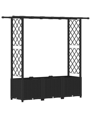 Letto Rialzato con Griglia e Tetto Nero 162,5 x 40 x 138 cm PP