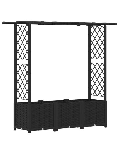 Letto Rialzato con Griglia e Tetto Nero 162,5 x 40 x 138 cm PP