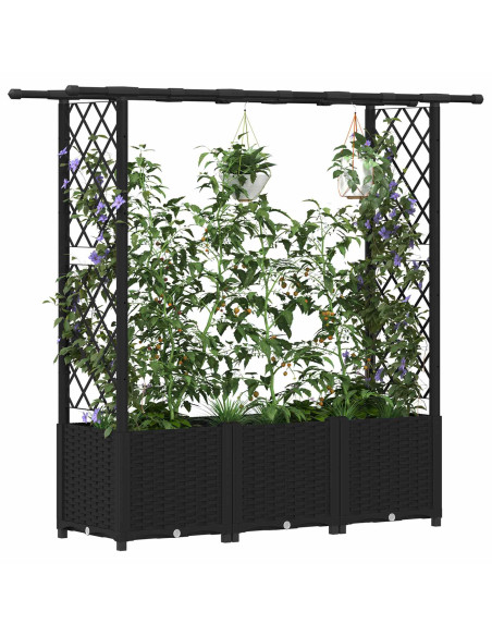 Letto Rialzato con Griglia e Tetto Nero 162,5 x 40 x 138 cm PP