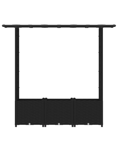Letto Rialzato con Griglia e Tetto Nero 162,5 x 40 x 138 cm PP
