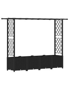 Letto Rialzato con Griglia e Tetto Nero 203 x 40 x 138 cm PP 2
