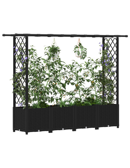Letto Rialzato con Griglia e Tetto Nero 203 x 40 x 138 cm PP