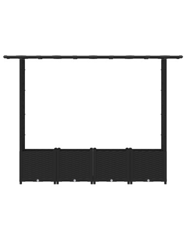 Letto Rialzato con Griglia e Tetto Nero 203 x 40 x 138 cm PP