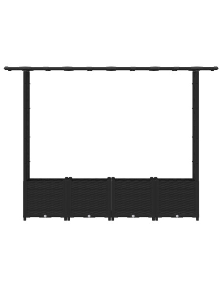 Letto Rialzato con Griglia e Tetto Nero 203 x 40 x 138 cm PP