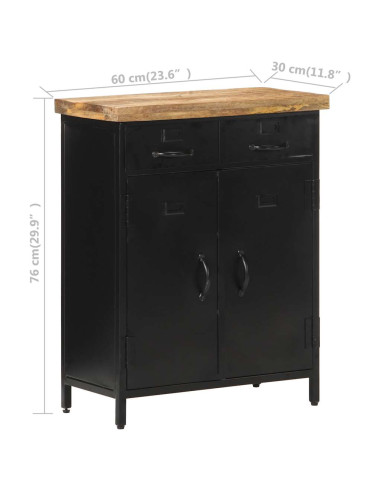 Credenza 60x30x76 cm in Legno di Mango Grezzo