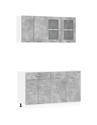 Unità Cucina Lyon 4 pcs Grigio Cemento Legno ingegnerizzato