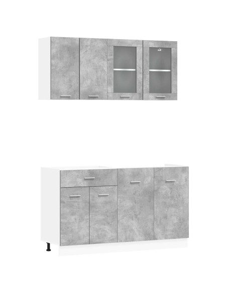 Unità Cucina Lyon 4 pcs Grigio Cemento Legno ingegnerizzato