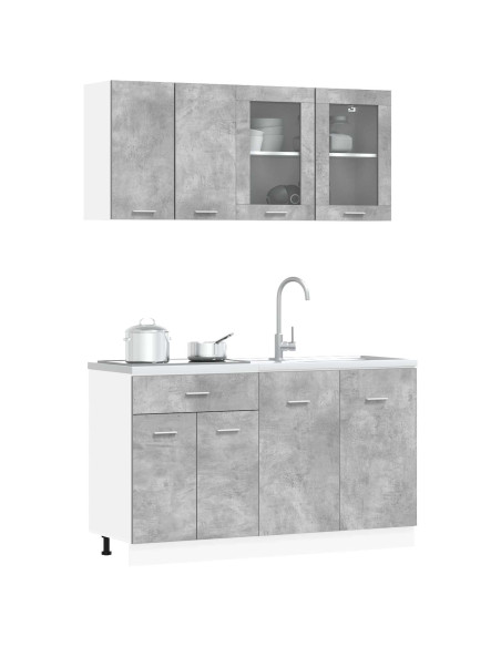 Unità Cucina Lyon 4 pcs Grigio Cemento Legno ingegnerizzato