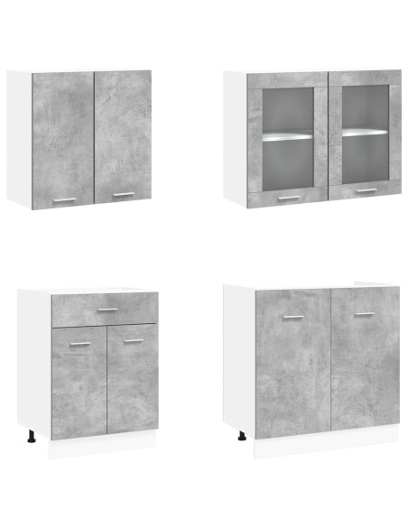 Unità Cucina Lyon 4 pcs Grigio Cemento Legno ingegnerizzato