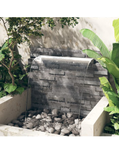 Fontana per Piscina a Cascata con LED in Acciaio Inox 110 cm 2