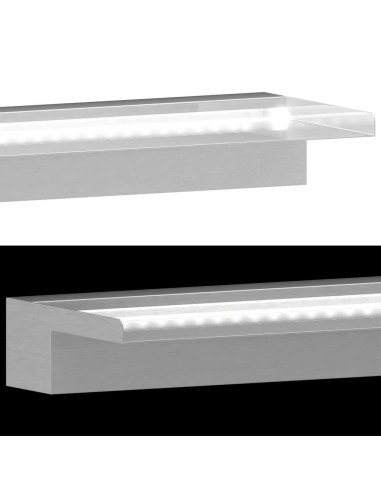 Fontana per Piscina a Cascata con LED in Acciaio Inox 110 cm