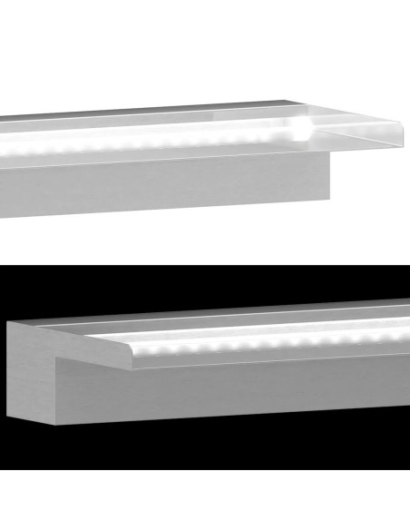 Fontana per Piscina a Cascata con LED in Acciaio Inox 110 cm