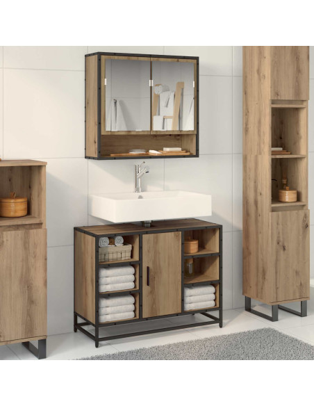 Mobile da Bagno con porta Rovere artigianale 80 x 33 x 60 cm