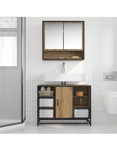 Mobile da Bagno con porta Rovere artigianale 80 x 33 x 60 cm