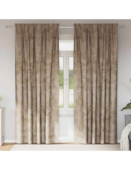 Tende in Velluto con tende 2 pcs Champagne 225 x 140 cm Velluto
