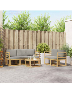 Set di divani da esterno 6 pcs Bianco e Grigio Chiaro