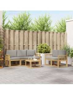 Set di divani da esterno 6 pcs Bianco e Grigio Chiaro