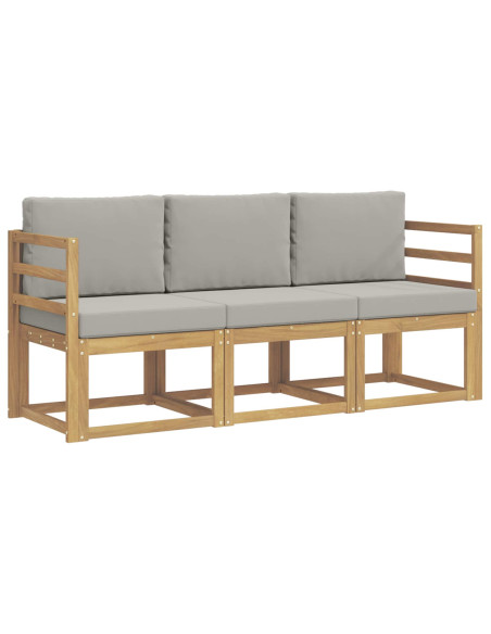 Set di divani da esterno 3 pcs Bianco e Grigio Chiaro
