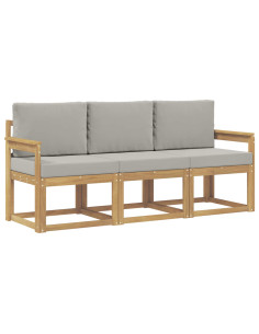 Set di divani da esterno 3 pcs Bianco e Grigio Chiaro 2