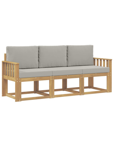 Set di divani da esterno 3 pcs Bianco e Grigio Chiaro