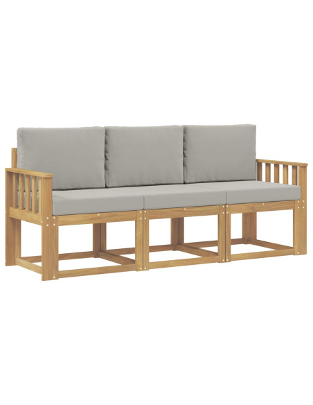 Set di divani da esterno 3 pcs Bianco e Grigio Chiaro