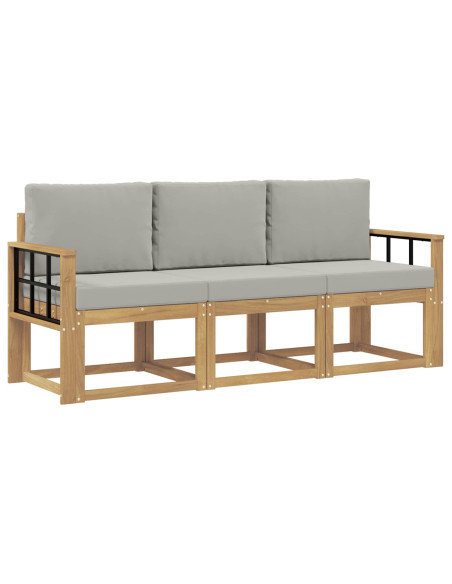 Set di divani da esterno 3 pcs Bianco e Grigio Chiaro