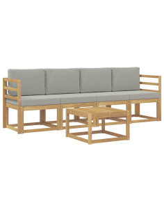 Set di divani da esterno 5 pcs Bianco e Grigio Chiaro 2