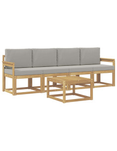 Set di divani da esterno 5 pcs Bianco e Grigio Chiaro 2