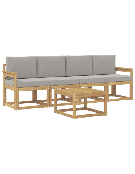 Set di divani da esterno 5 pcs Bianco e Grigio Chiaro