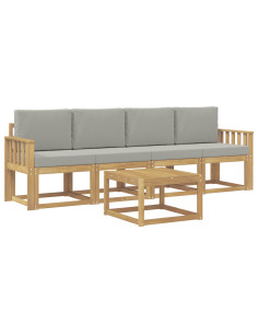 Set di divani da esterno 5 pcs Bianco e Grigio Chiaro 2