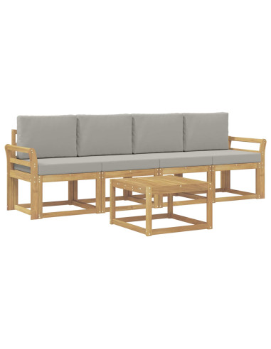 Set di divani da esterno 5 pcs Bianco e Grigio Chiaro