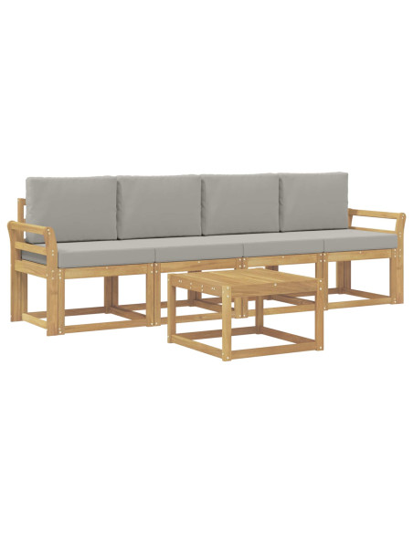 Set di divani da esterno 5 pcs Bianco e Grigio Chiaro
