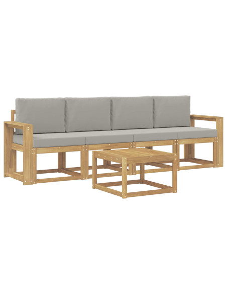 Set di divani da esterno 5 pcs Bianco e Grigio Chiaro