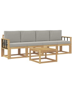 Set di divani da esterno 5 pcs Bianco e Grigio Chiaro 2