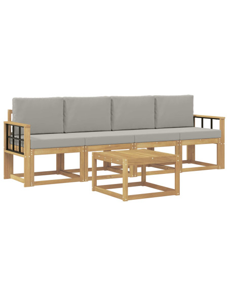Set di divani da esterno 5 pcs Bianco e Grigio Chiaro