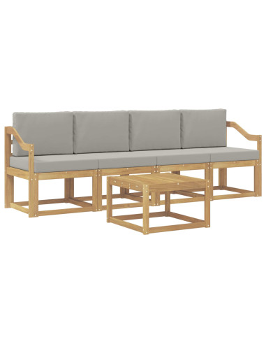 Set di divani da esterno 5 pcs Bianco e Grigio Chiaro