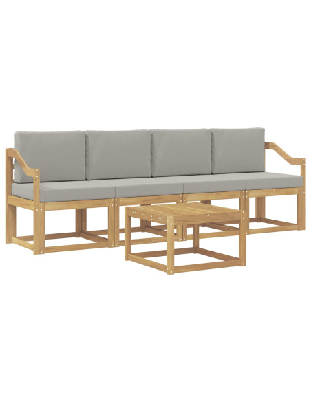 Set di divani da esterno 5 pcs Bianco e Grigio Chiaro
