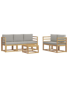 Set di divani da esterno 6 pcs Bianco e Grigio Chiaro 2