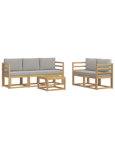 Set di divani da esterno 6 pcs Bianco e Grigio Chiaro