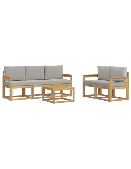 Set di divani da esterno 6 pcs Bianco e Grigio Chiaro