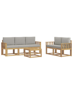Set di divani da esterno 6 pcs Bianco e Grigio Chiaro 2