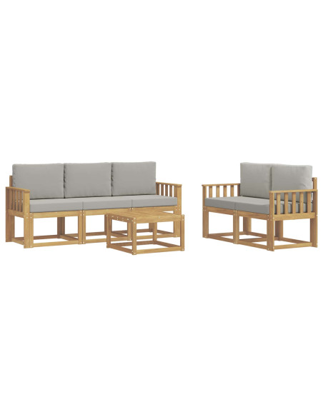 Set di divani da esterno 6 pcs Bianco e Grigio Chiaro