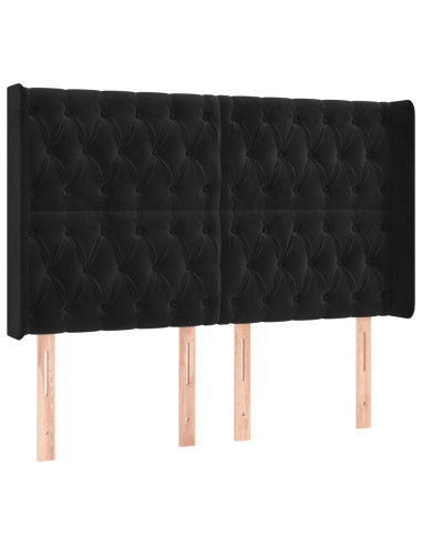 Testiera ad Orecchio Nera 147x16x118/128 cm in Velluto