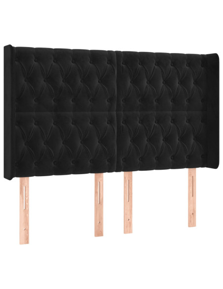 Testiera ad Orecchio Nera 147x16x118/128 cm in Velluto