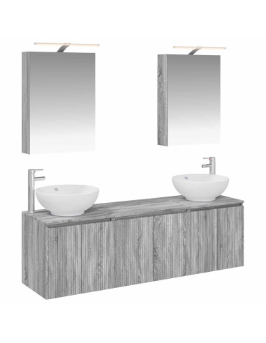 Set di Armadi da Bagno 5 pcs Sonoma grigio Legno ingegnerizzato
