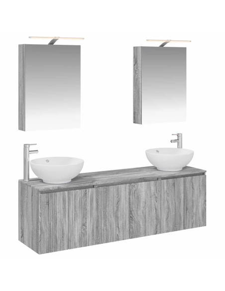 Set di Armadi da Bagno 5 pcs Sonoma grigio Legno ingegnerizzato