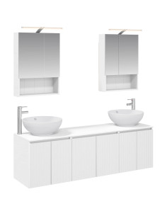 Set di Armadi da Bagno 5 pcs Bianco Legno ingegnerizzato
